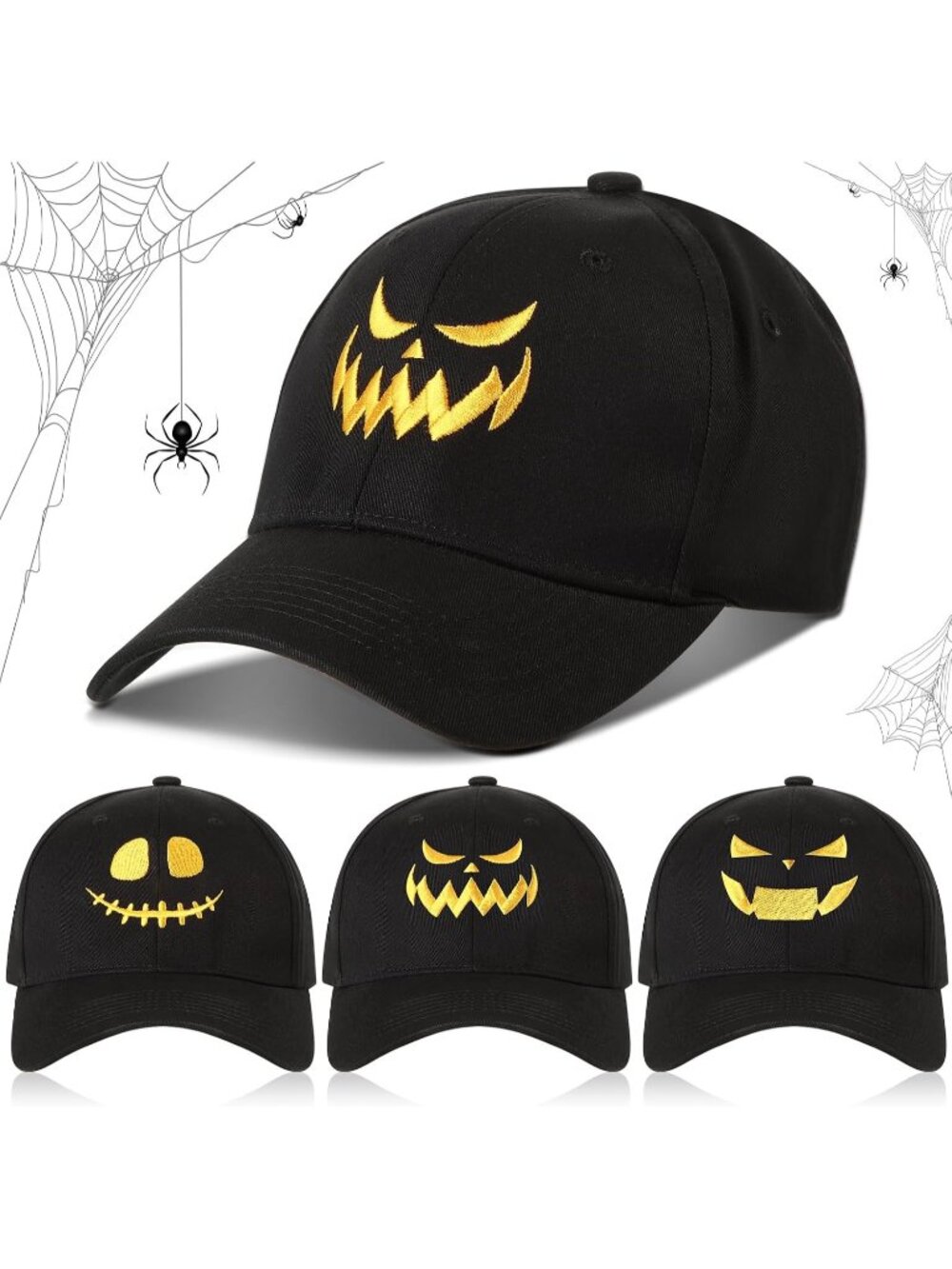 🎃Unisex Black Halloween Pumpkin Baseball Adjustable Dad Cotton Hat Trucker Cap
